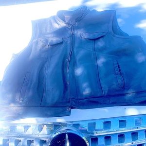 Black leather club style vest paid 240